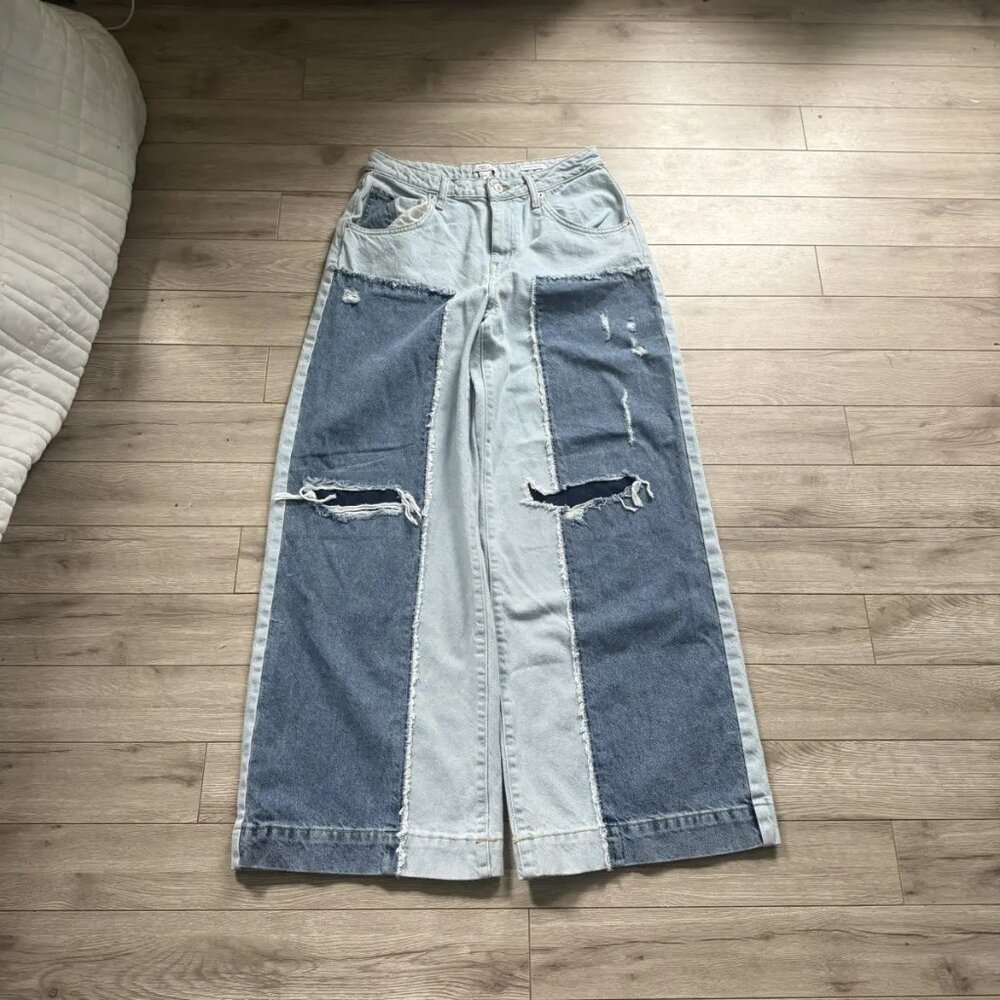 forever 21 light wash reworked baggy jeans